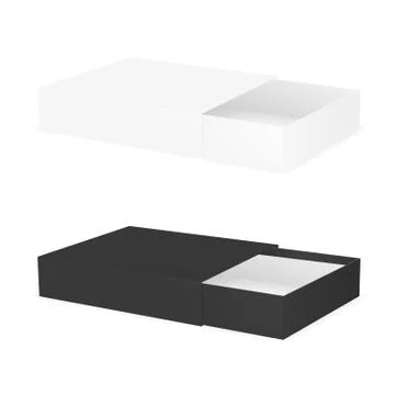Black And White Opened Package Cardboard Matches Box Stock Illustration