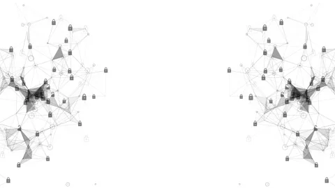 Black and white opener background from mesh structures with a lock icons in the Stock Footage 256140281