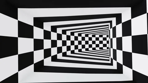 Black and white optical illusion rounded tunnel loop animation Stock Footage 273181439