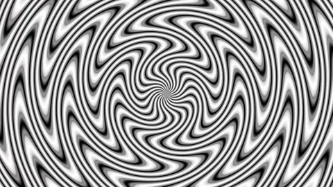 Black and White Optical Illusion Spiral Loop 4K Stock Footage 333072790