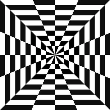 Black and White Optical Illusion Checkerboard Tunnel Background 스톡 일러스트