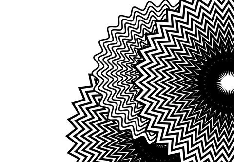 Black and White Optical Illusion Geometric Mandala Radial Starburst Pattern.. イラスト素材