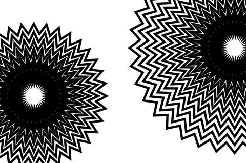 Black and White Optical Illusion Geometric Mandala Radial Starburst Pattern.. イラスト素材
