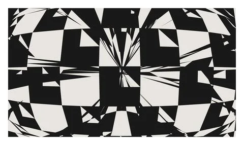Black and white optical illusion background with distorted squares and shar.. Stockillustratie