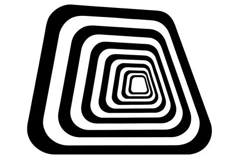 Black and white optical illusion of receding rounded squares Stock Illustration