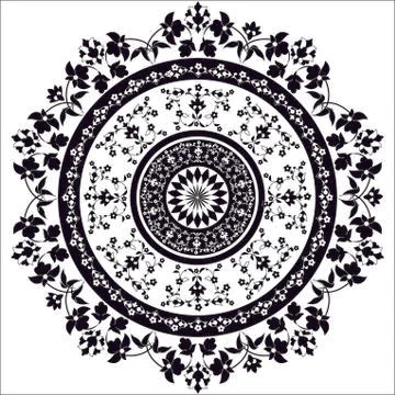 Black and white oriental pattern and ornaments Stock Illustration