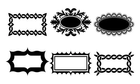 Black and white ornate frames and borders Stockillustratie