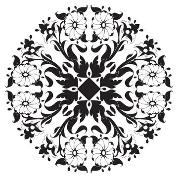 Black and white ottoman serial patterns twenty-four Stock Illustration