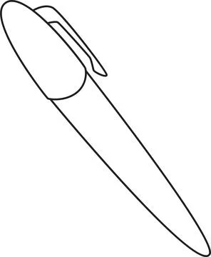 Black and White Outline of a Basic Writing Pen (Side View) Stock Illustration