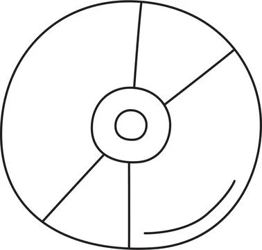 Black and White Outline of a CD or DVD Digital Storage Disk イラスト素材