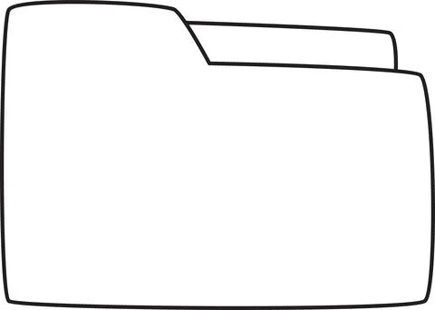 Black and White Outline of a Closed Document File Folder with Tab Stock Illustration