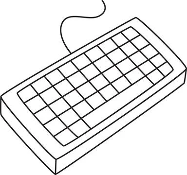 Black and White Outline of a Computer Keyboard Illustrazione stock