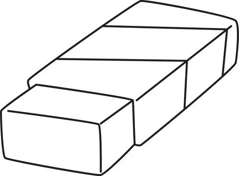 Black and White Outline of a Rectangular Pencil Eraser or Rubber Stock Illustration