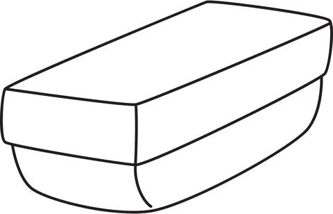 Black and White Outline of a Rectangular Whiteboard Eraser 스톡 일러스트