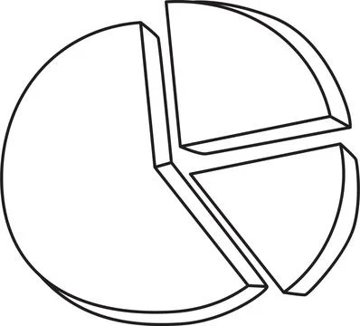 Black and White Outline of a Segmented Pie Chart or Circle Graph Stock Illustration