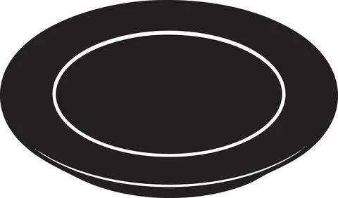Black and White Oval Plate Icon Vector Illustration Stock Illustration