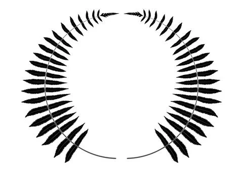 A black and white oval wreath with leaves,  leaf icon design vector Stock Illustration