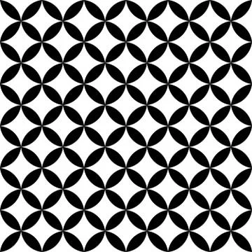 Black and white overlapping circles. Abstract retro design seamless pattern Stock Illustration