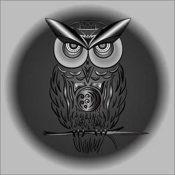 Black and white owl in vector in EPS Stock-Illustration