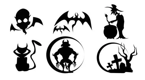 Black and white pack of vector illustrations for Halloween Illustrazione stock