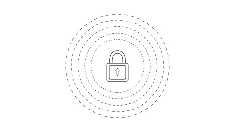 Black and white padlock outline animation with unlock to lock motion. Stock Footage 336864744