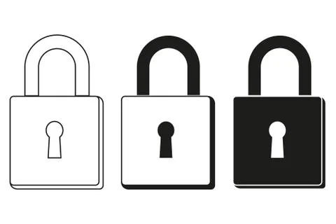 Black and white padlock set Stock Illustration