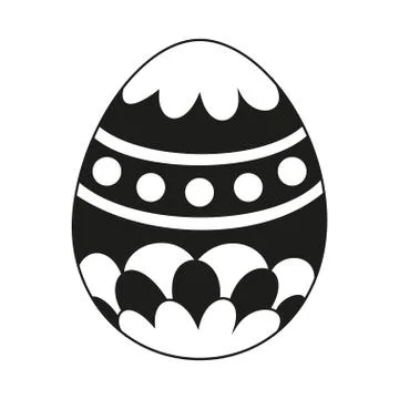 Black and white painted easter egg silhouette Illustrazione stock