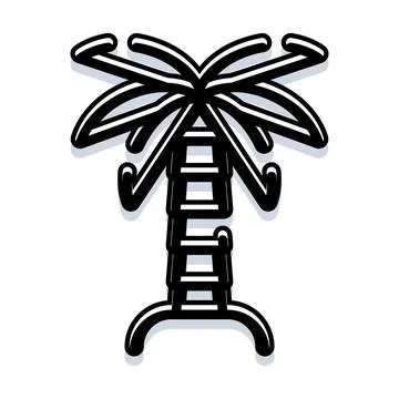 Black and white palm tree sticker icon design Stock Illustration