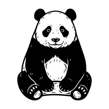 Black and white panda bear sitting Stock Illustration