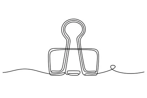 Black and white paperclip with string attached office Stock Illustration