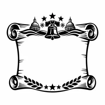 Black and white patriotic scroll illustration vector graphic design Иллюстрация