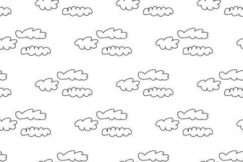 Black and White Pattern of Cartoon Clouds イラスト素材