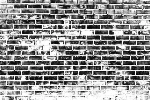 Black and white pattern of distressed overlay texture of old brick wall. 스톡 일러스트