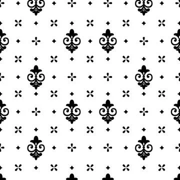 A black and white pattern with fleurons Stock Illustration