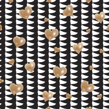 Black and white pattern with hearts Stock Illustration
