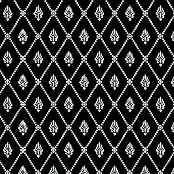 A black and white pattern with leaves Stock Illustration