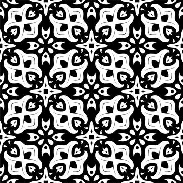 Black and white pattern ornament background. Ethnic seamless ready for print Stock Illustration