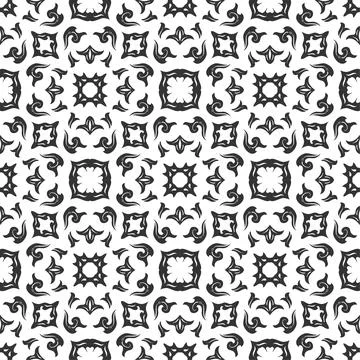 Black and white pattern ornament shape. Simple seamless abstract background Illustrazione stock