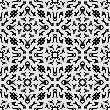 Black and white pattern ornament shape. Simple seamless abstract background Stock Illustration
