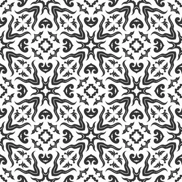 Black and white pattern ornament shape. Simple seamless abstract background Illustrazione stock