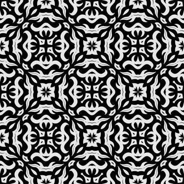 Black and white pattern ornament shape. Simple seamless abstract background Stock Illustration