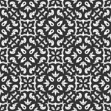 Black and white pattern ornament shape. Simple seamless abstract background Illustrazione stock