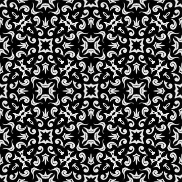 Black and white pattern ornament shape. Simple seamless abstract background Stock Illustration
