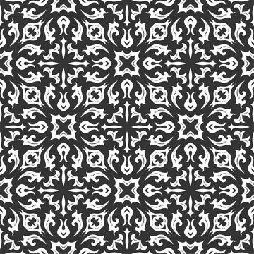 Black and white pattern ornament shape. Simple seamless abstract background Stock Illustration