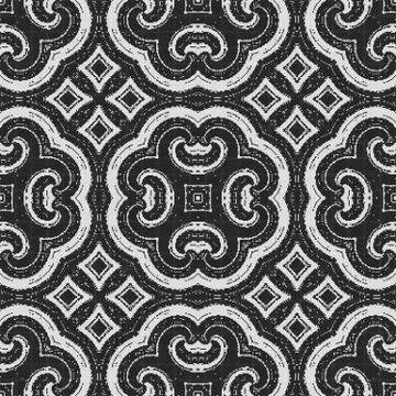Black and white pattern - possible for curtain, fabric, table-cloth Stock Photos