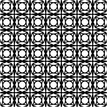 Black and white pattern with round and triangular elements Illustrazione stock