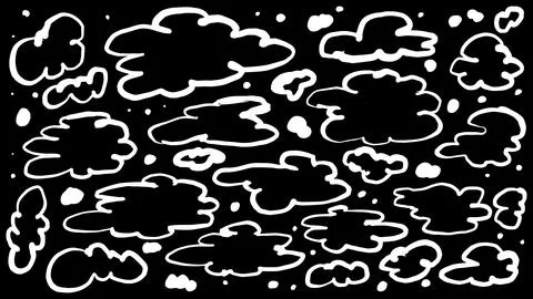 Black and white pattern with soft cartoon-like clouds. Minimalist vector イラスト素材