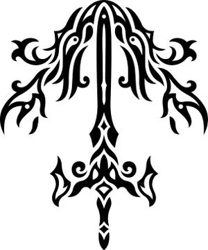 Black and white pattern with sword Stock Illustration