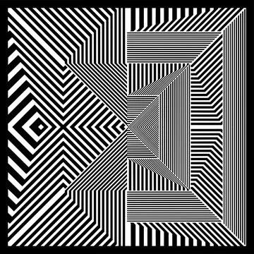 Black And White Pattern Vector. Geometric Retro Vintage Pattern. Stockillustratie