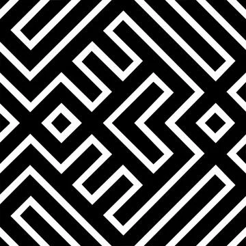 Black And White Pattern Vector. Geometric Retro Vintage Pattern. Stock Illustration